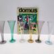 Ensemble vintage de six flûtes colorées en verre de Murano soufflé à la main, Italie