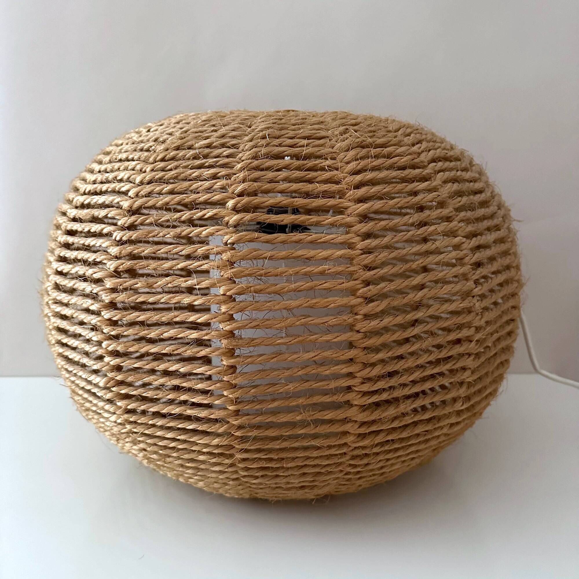 Mid Century sisal lamp, ball lamp, hanging lamp, cottage style Germany