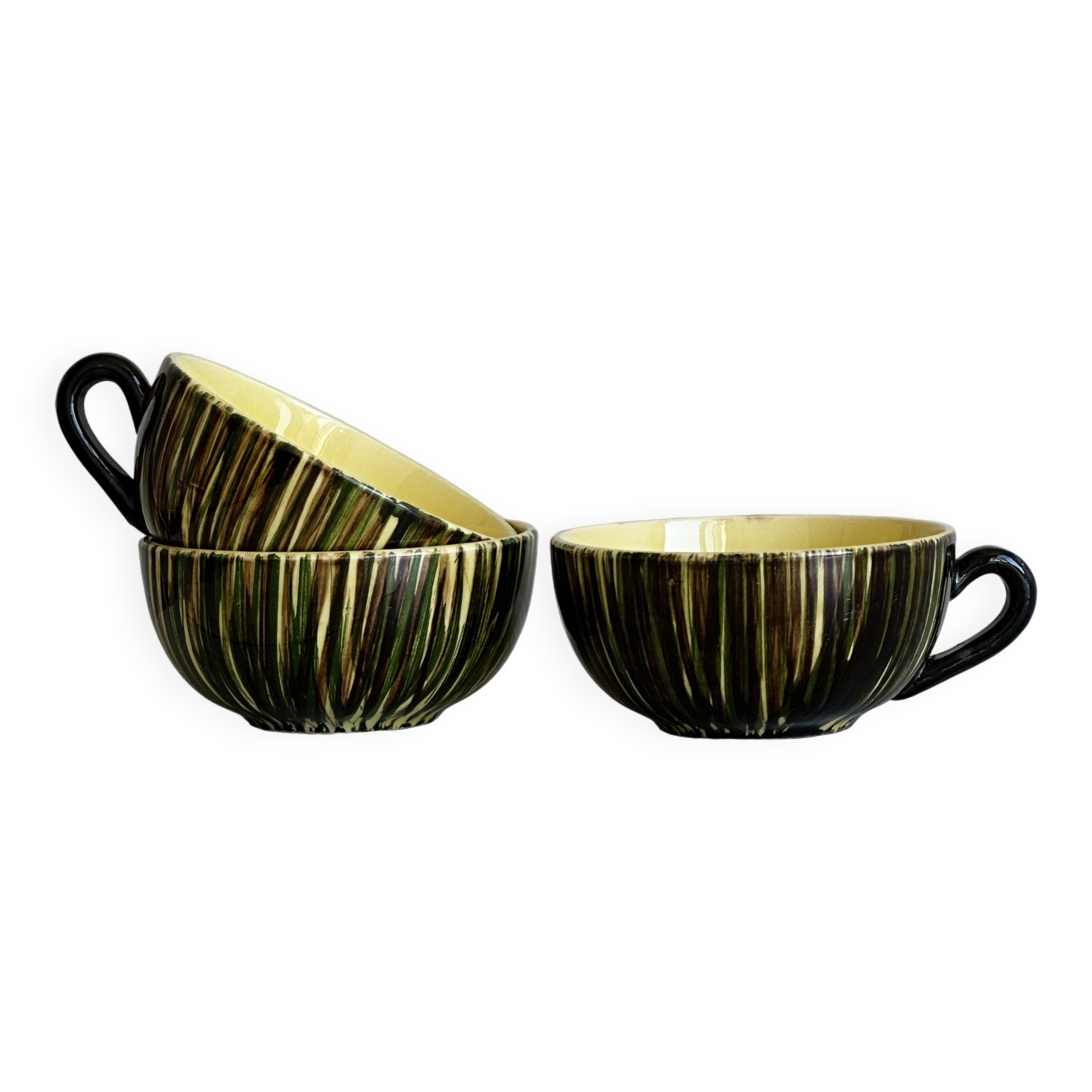 Set of 3 hand painted ceramic mugs Saint Clement