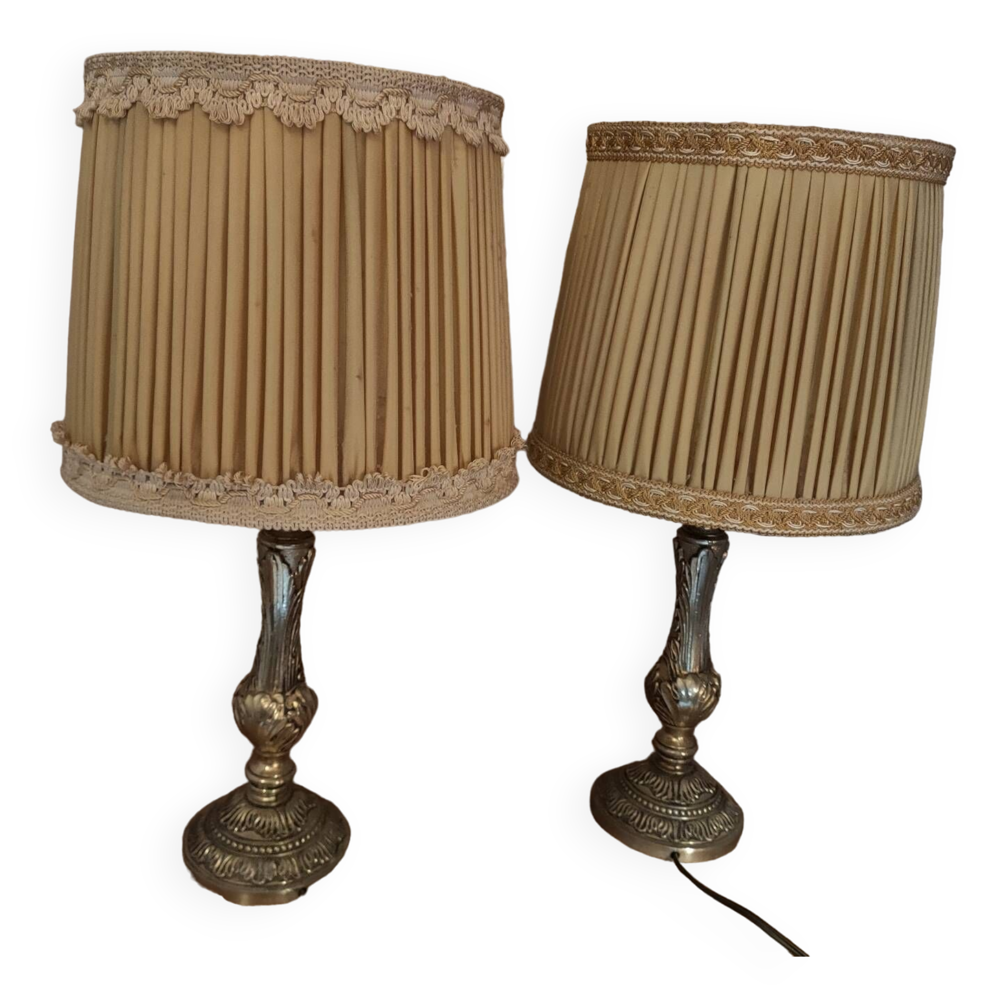 Pair of vintage brass bedside lamps