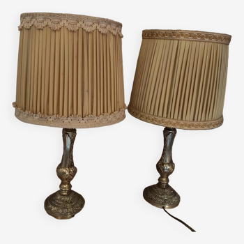 Paire de lampes de chevet en laiton vintage