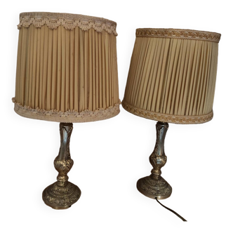 Paire de lampes de chevet en laiton vintage