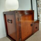 Small vintage Roche Bobois piece of furniture in Asian-style wood.