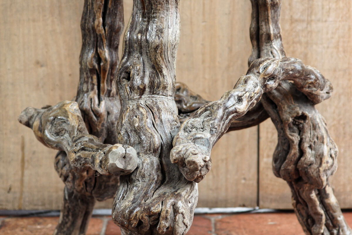 Brutalist stool, vines