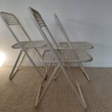 3 vintage folding chairs Talin design Italian 70s - mesh metal