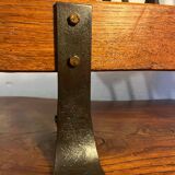 Brutalist magazine rack, solid wood and wrought iron