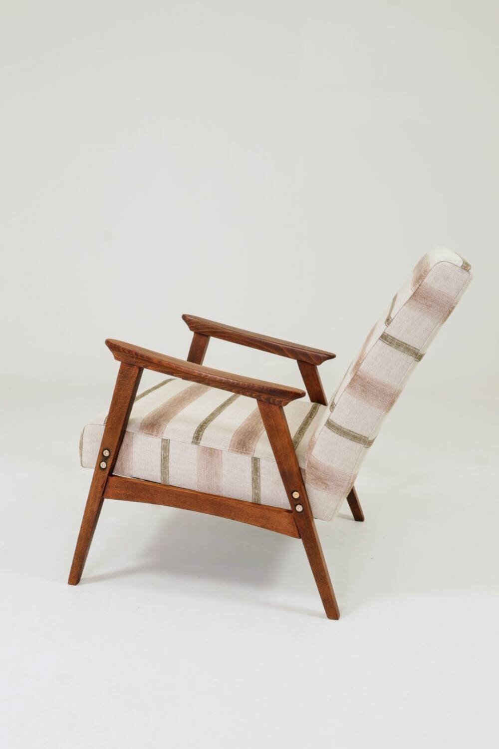 Fauteuil vintage style scandinave lin naturel 1970
