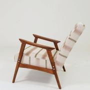 Fauteuil vintage style scandinave lin naturel 1970