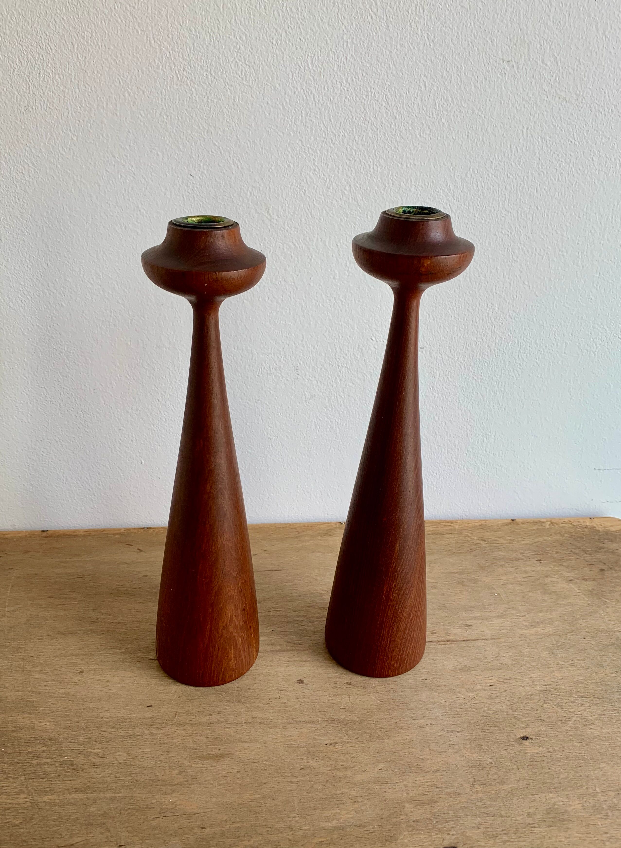 Danish teak candlesticks- Set of 2,  1960s