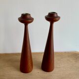 Danish teak candlesticks- Set of 2,  1960s