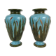 Pair of enamelled ceramic vases Barbotine Art Nouveau