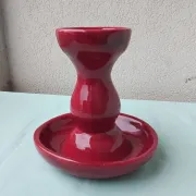 Burgundy ceramic candlestick