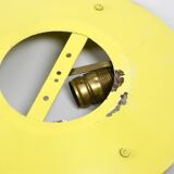 Three round 1950s wall or ceiling lamps made of metal and plexiglass shades