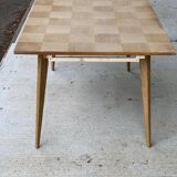 Scandinavian extendable dining table renovated in raw wood