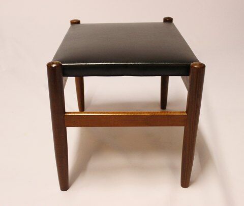 Leather and Danish teak stool