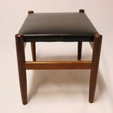 Leather and Danish teak stool