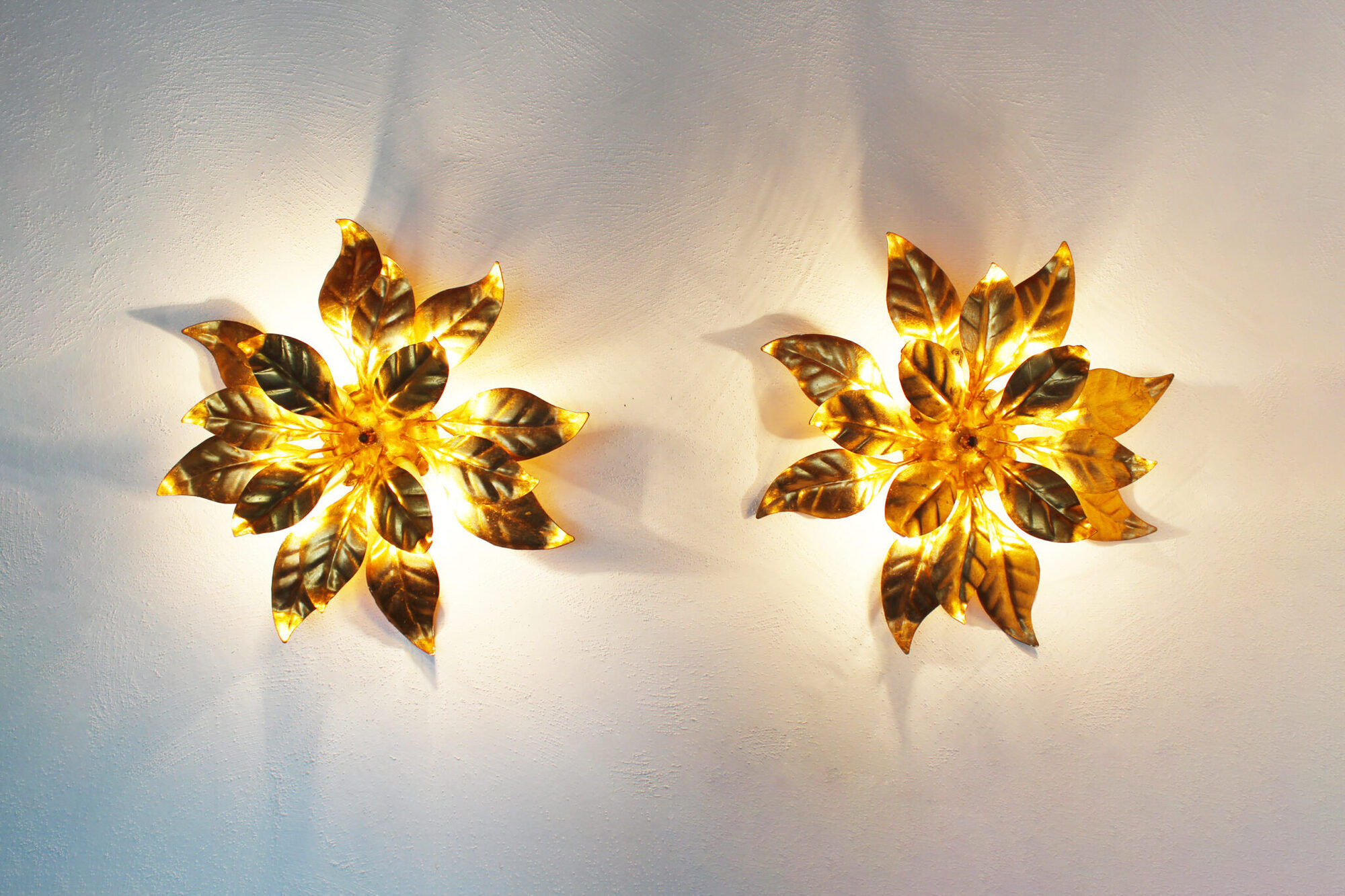 Pair of gilt wall lights by Hans Kögl, Italy 1960's
