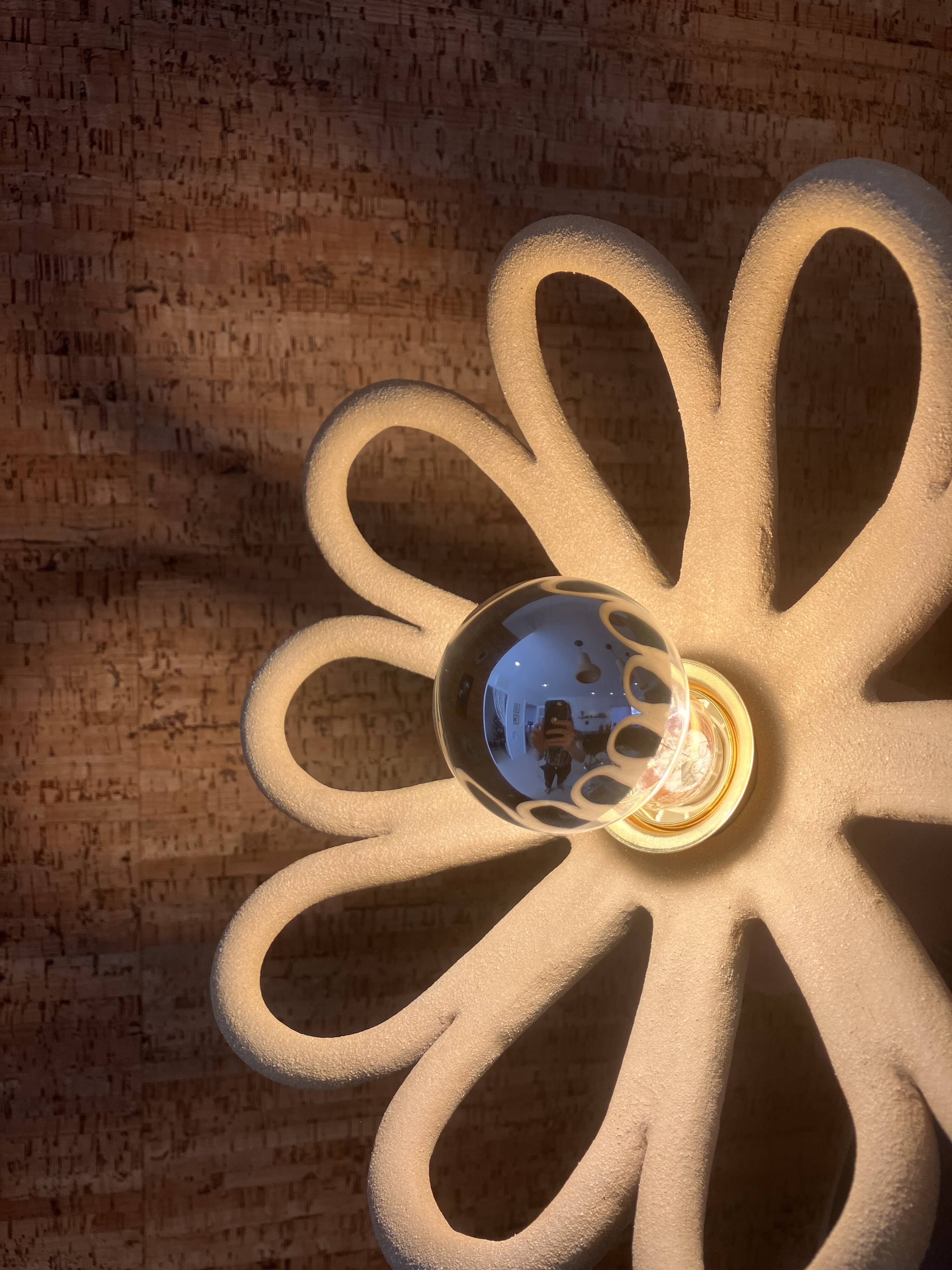 Suspension en céramique fleur en grès - artisanat français