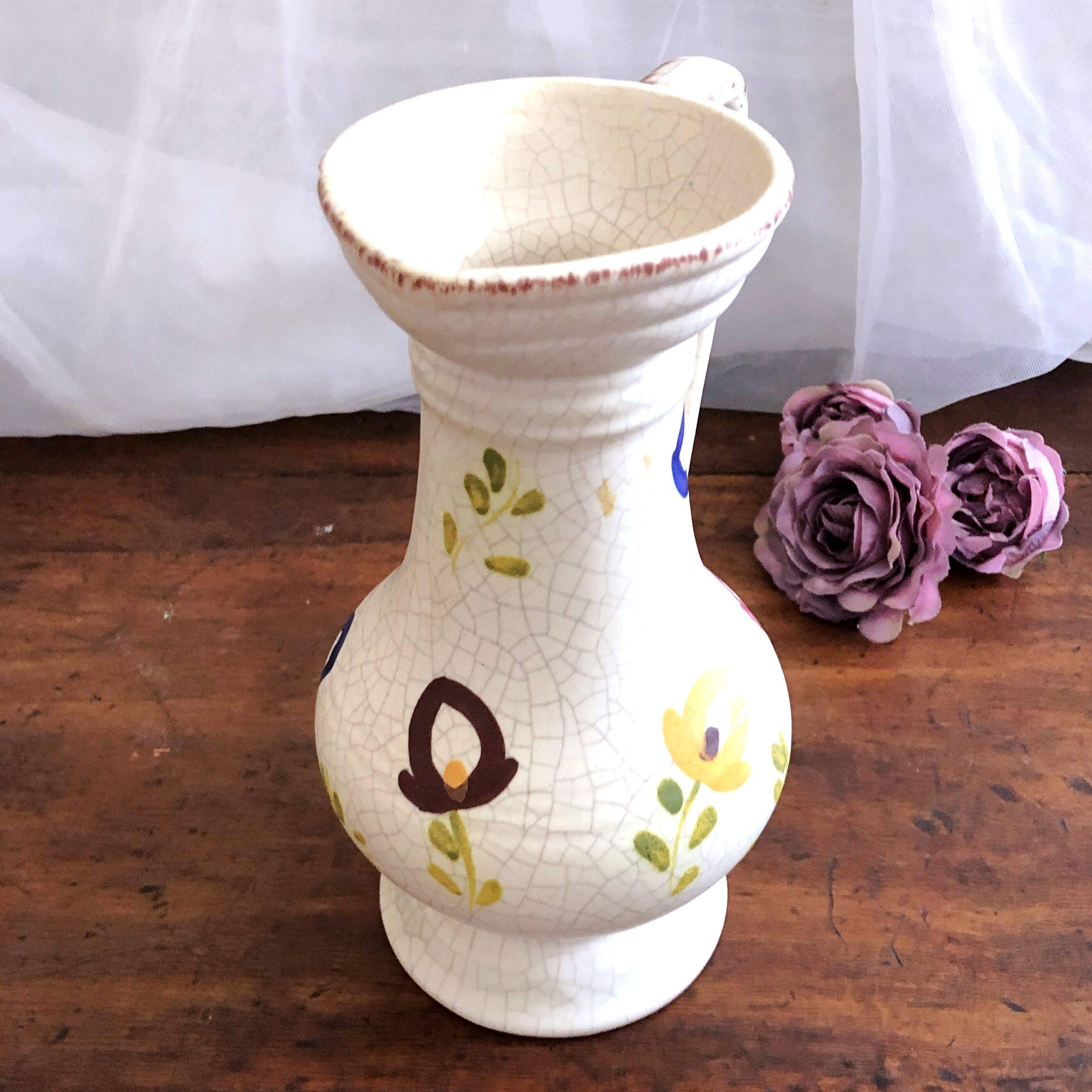 Carafe, gargoulette and candlestick artisanal pottery by Angèle de Poët-Laval