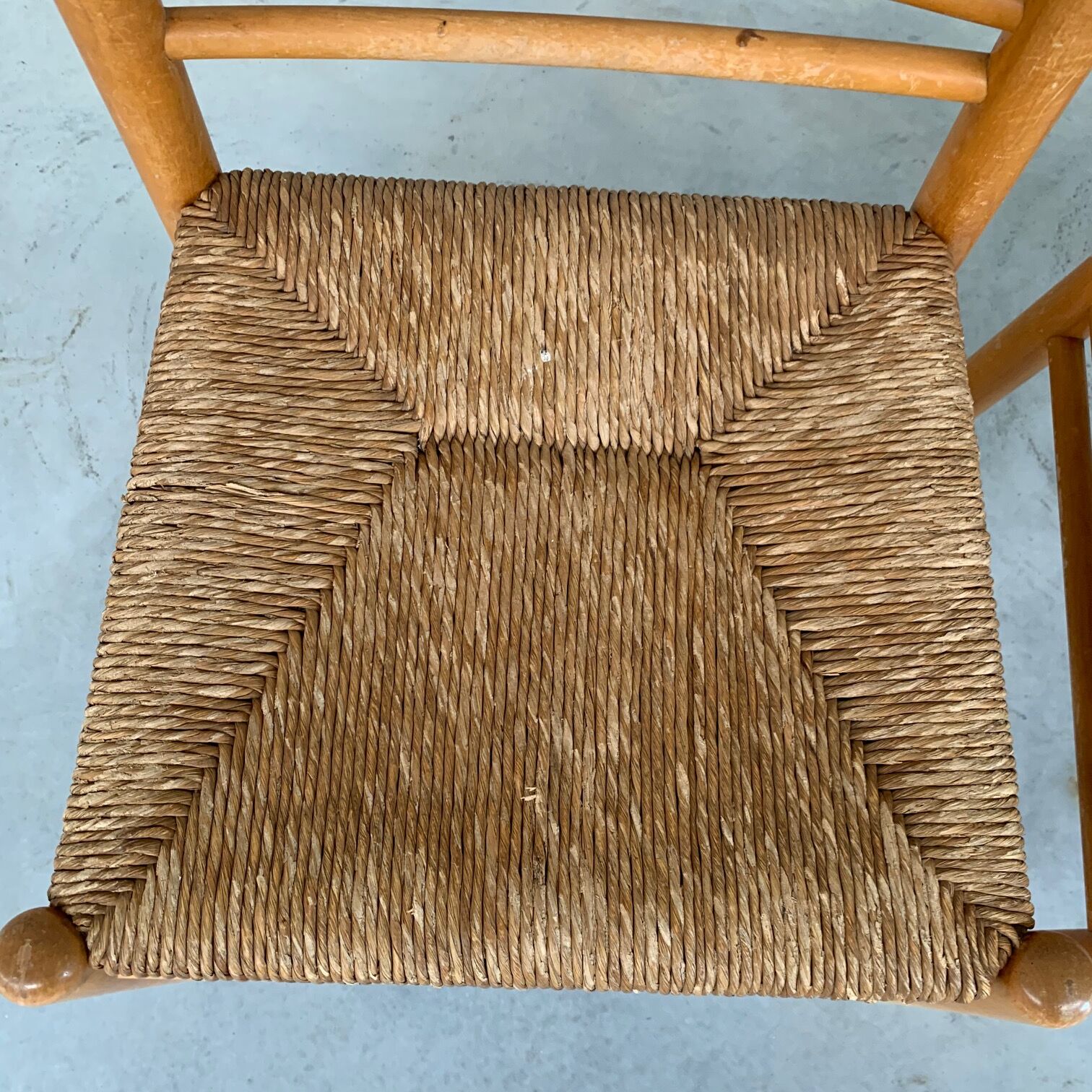 Pair of Pine and Rush Mid-Century Dutch Chairs