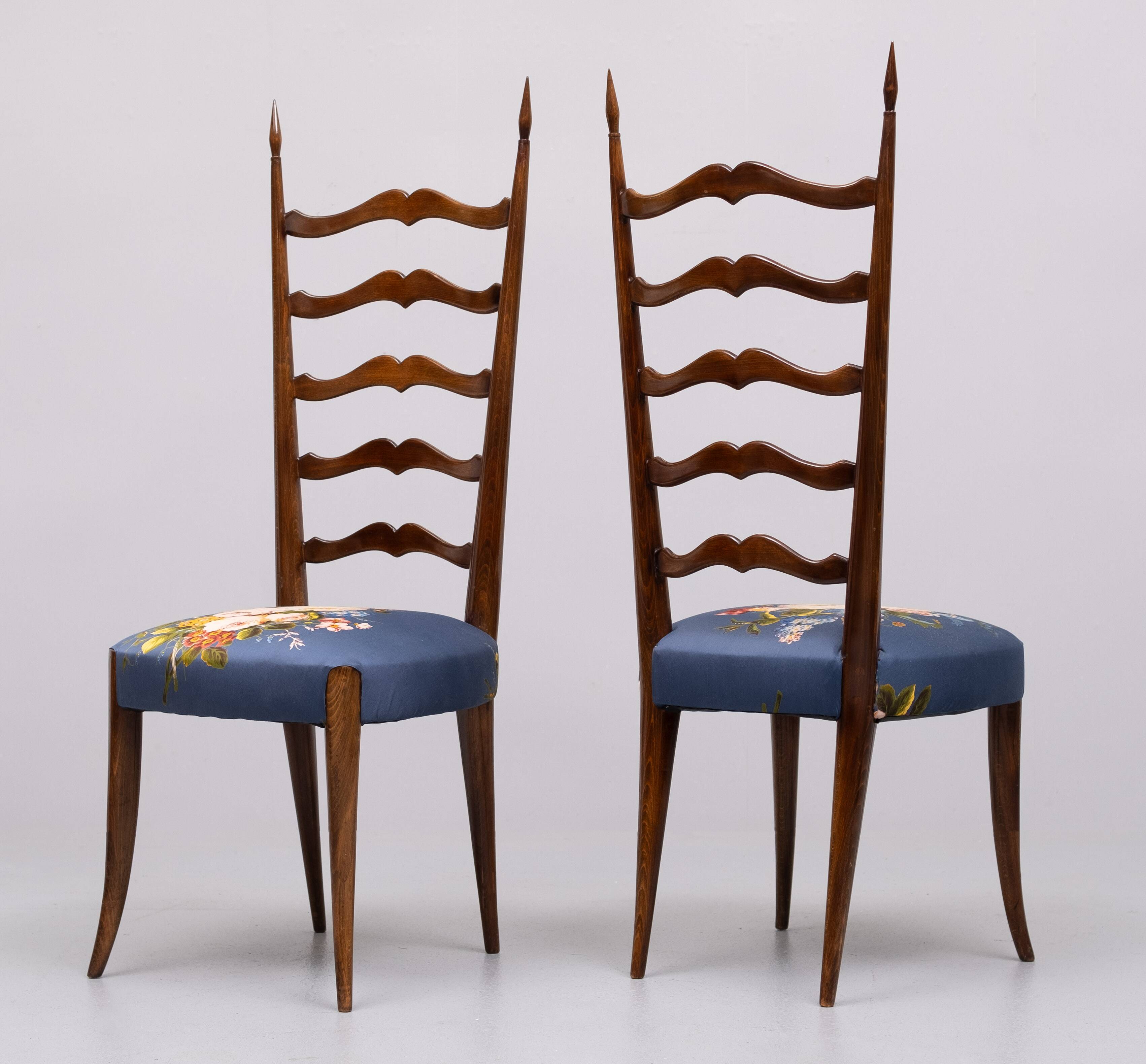 Set ladder back chairs paolo buffa 1950s italy