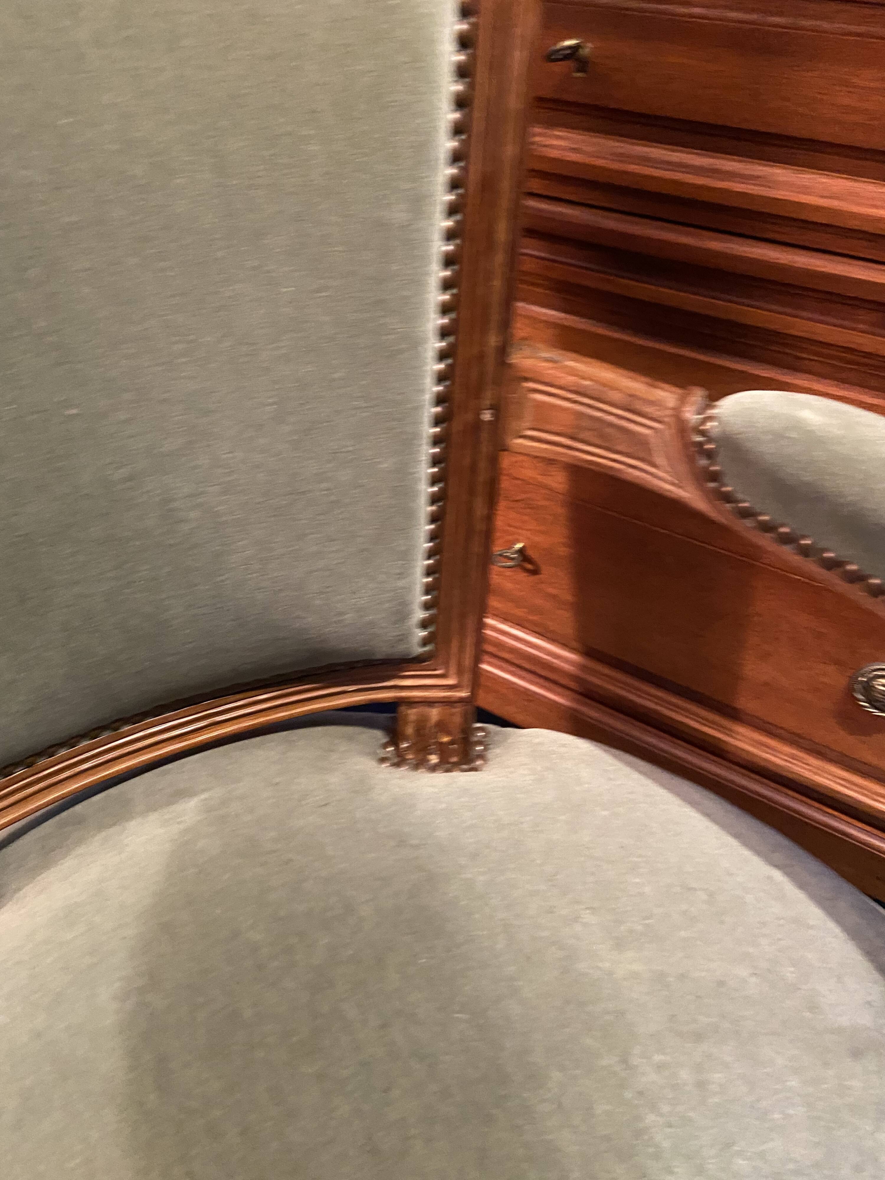 18th century Louis XVI green velvet cabriolet armchair