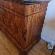 Louis Philippe walnut commode from the 19th century + grey Saint-Anne marble