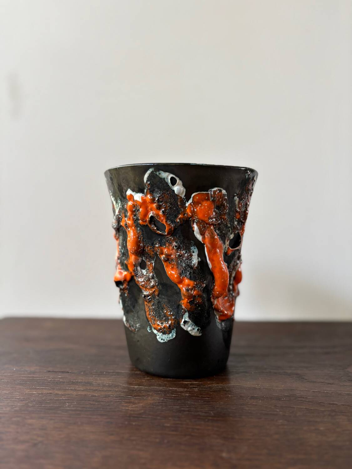 Vintage 1960s-70s ocean rock-style fat lava vase