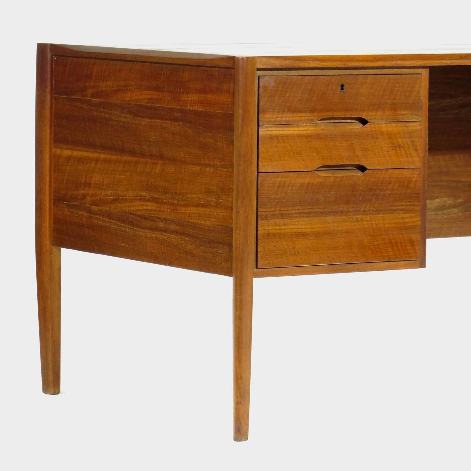 Vintage Mid-Century Modern Walnut Executive Desk by Wilhelm Renz