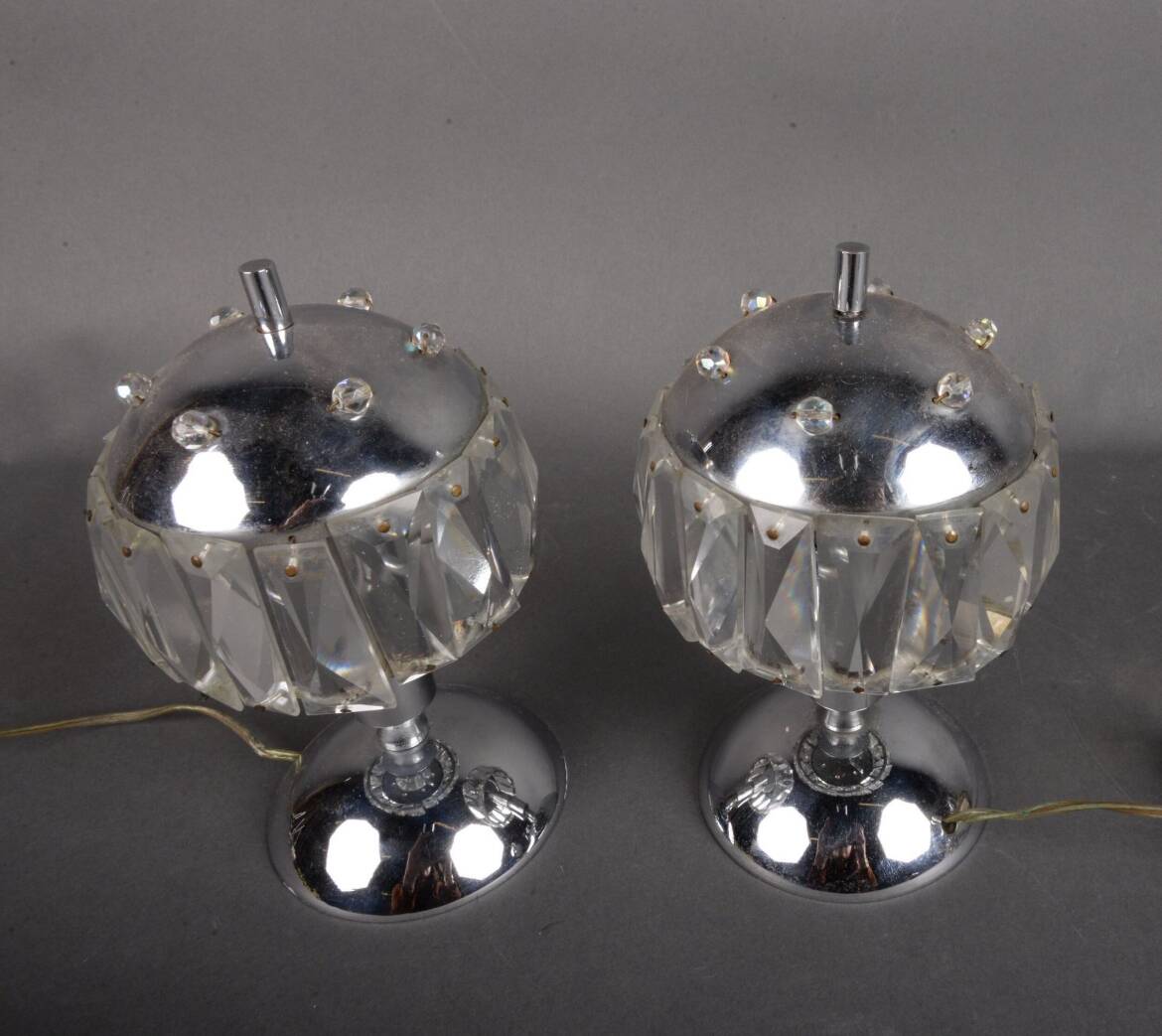 Pair of vintage metal and tassel lamps