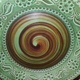 Antique plate Rössler AG Aedermannsdorf Switzerland Ceramics with floral motif Green
