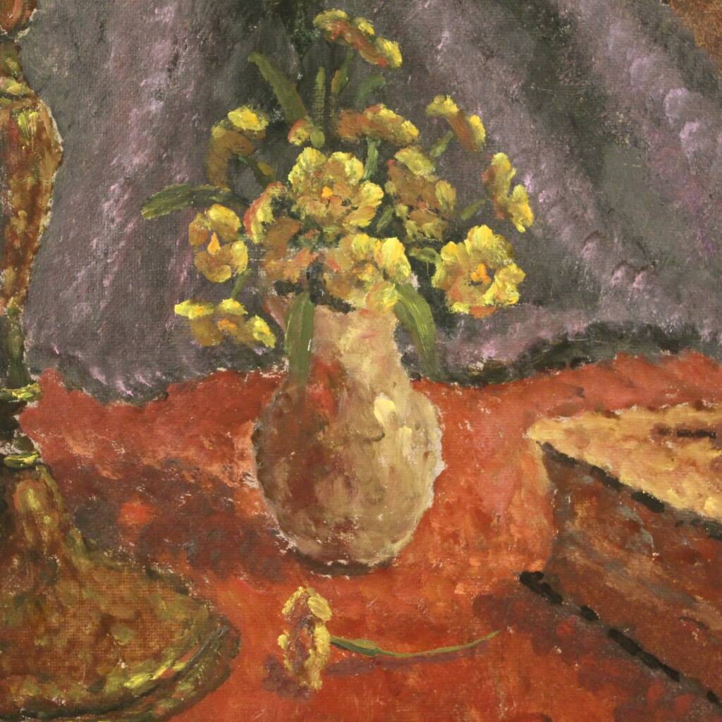 Signed painting oil on masonite still life dated 1942