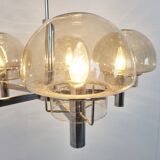 Lustre italien vintage en verre et chrome, années 1970