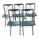 5 Bella folding chairs in steel and petrol blue leather by Maison Cattelan