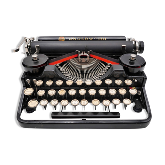 Machine à écrire Underwood portable 3 bank noire révisée ruban neuf  années 20