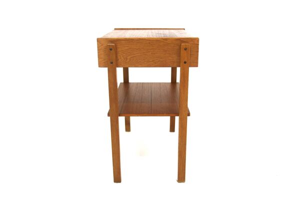 Table de chevet scandinave en teck et en chêne, Suède, 1960