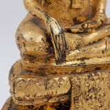 Thai Gilt Bronze Seated Earth Touching Buddha Figure, Late 19th Century