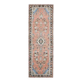 Vintage Turkish Oushak Handmade Wool Cotton Brown Runner Rug 103x311