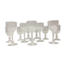 Set of 12 glasses with glass and crystal foot glass wine water tableware France 1950