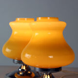 Lampes de table en crème opaline & chrome, Bulgarie années 1960