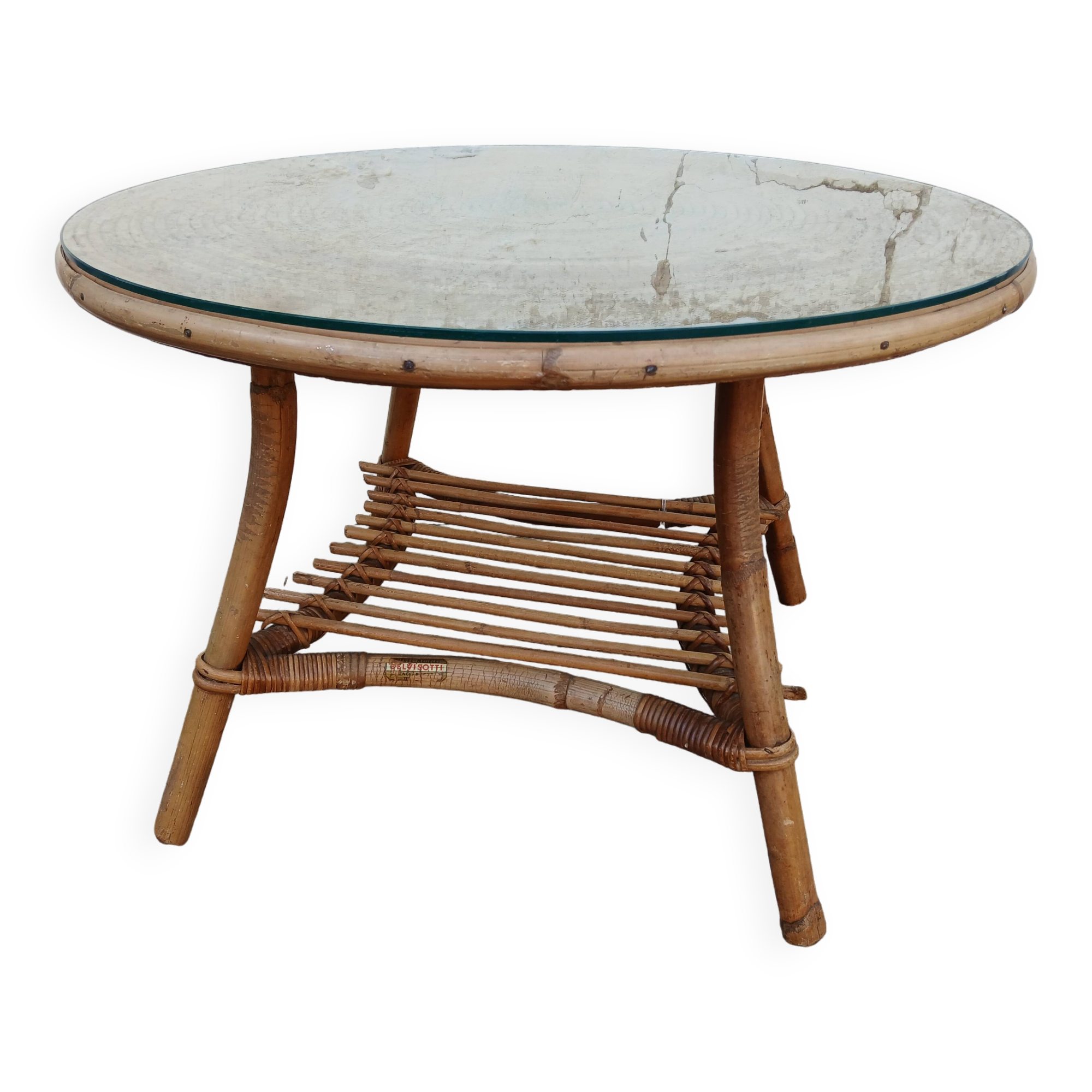 Table basse vintage en rotin belvisoti