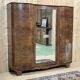 Armoire de chambre Art déco en loupe de noyer, travail des années 1940