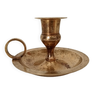 Vintage cellar rat candle holder in gilded brass