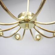 Brass and glass ten-arm chandelier from the mid-century, 1960s.
