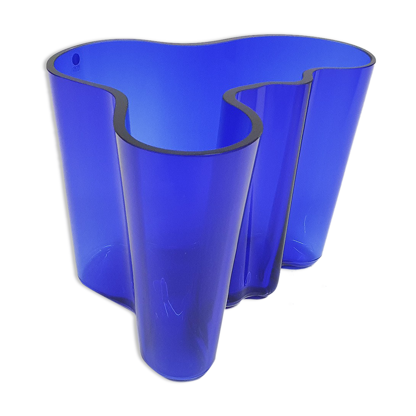 Vase en verre bleu de Alvar Aalto pour Iittala, Finlande, 1936