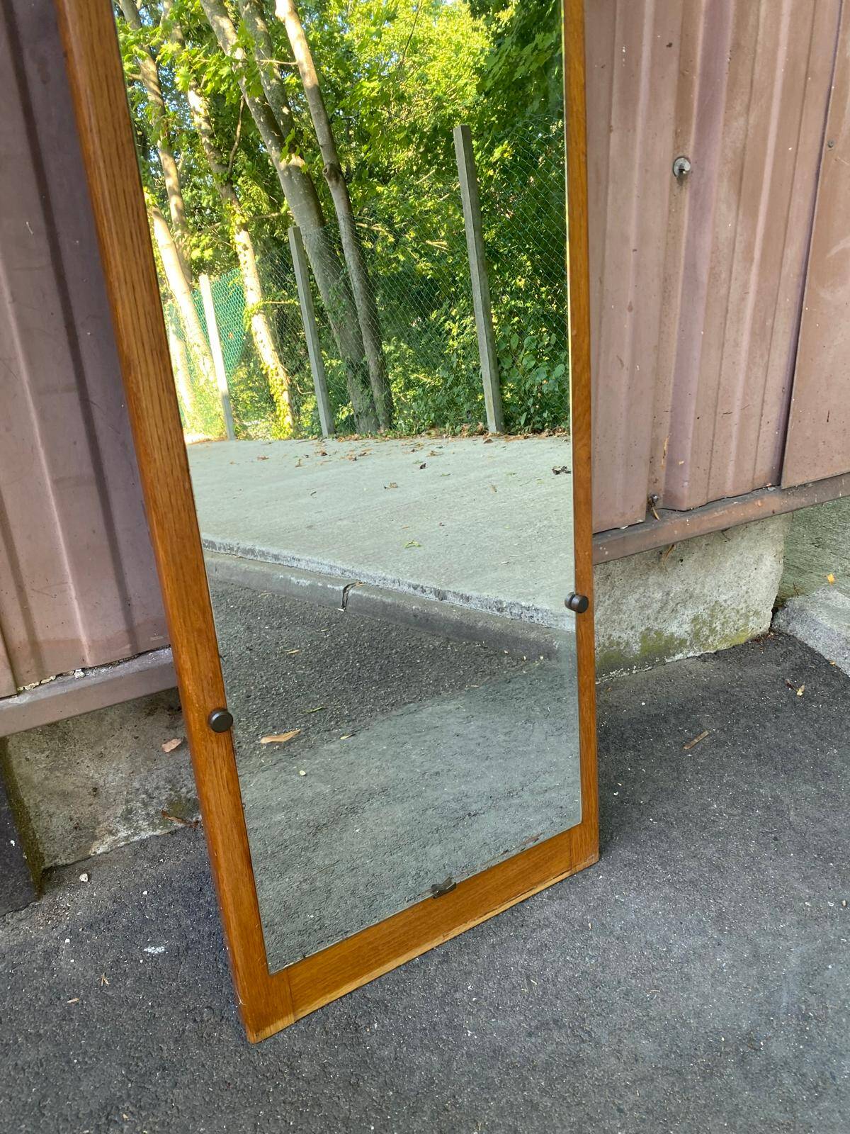 Vintage Scandinavian mirror in solid oak 42x148.