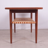 Mid-Century Teak and Rattan Coffee Table, 1960s