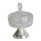 Antique sugar bowl in glass and lightweight metal