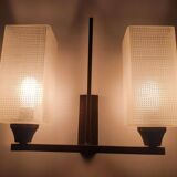 Art Deco two-light wall light in brass with square glasses