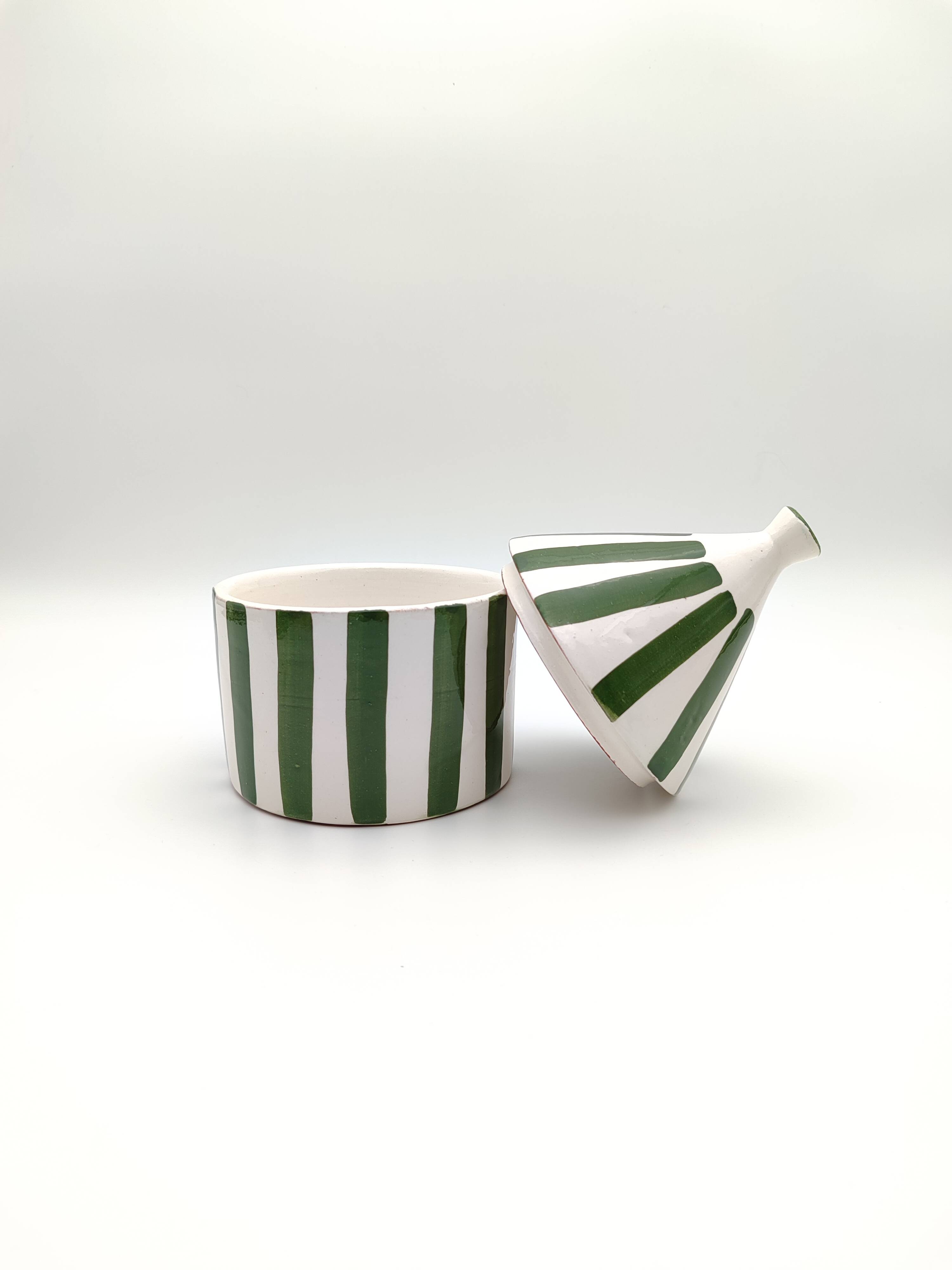 Bohemian style ceramic bowl with lid